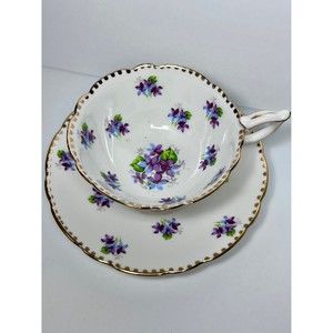 Sweet Violets Cup and Saucer by Royal Stafford  1950s Teacup with Purple Violets